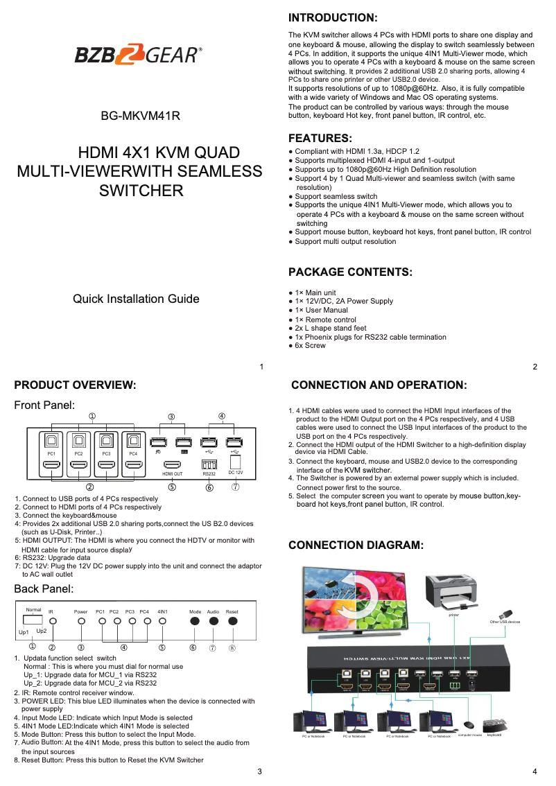 Page 1 of the manual User Manual BZBGear BG-MKVM41R