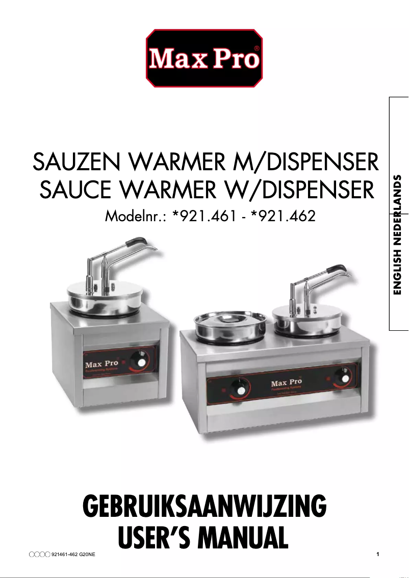 Page 1 de la notice Manuel utilisateur Max Pro 921461