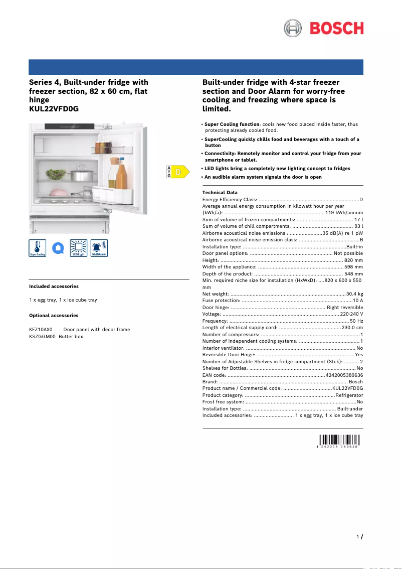 Image de la première page du manuel de l'appareil KUL22VFD0G