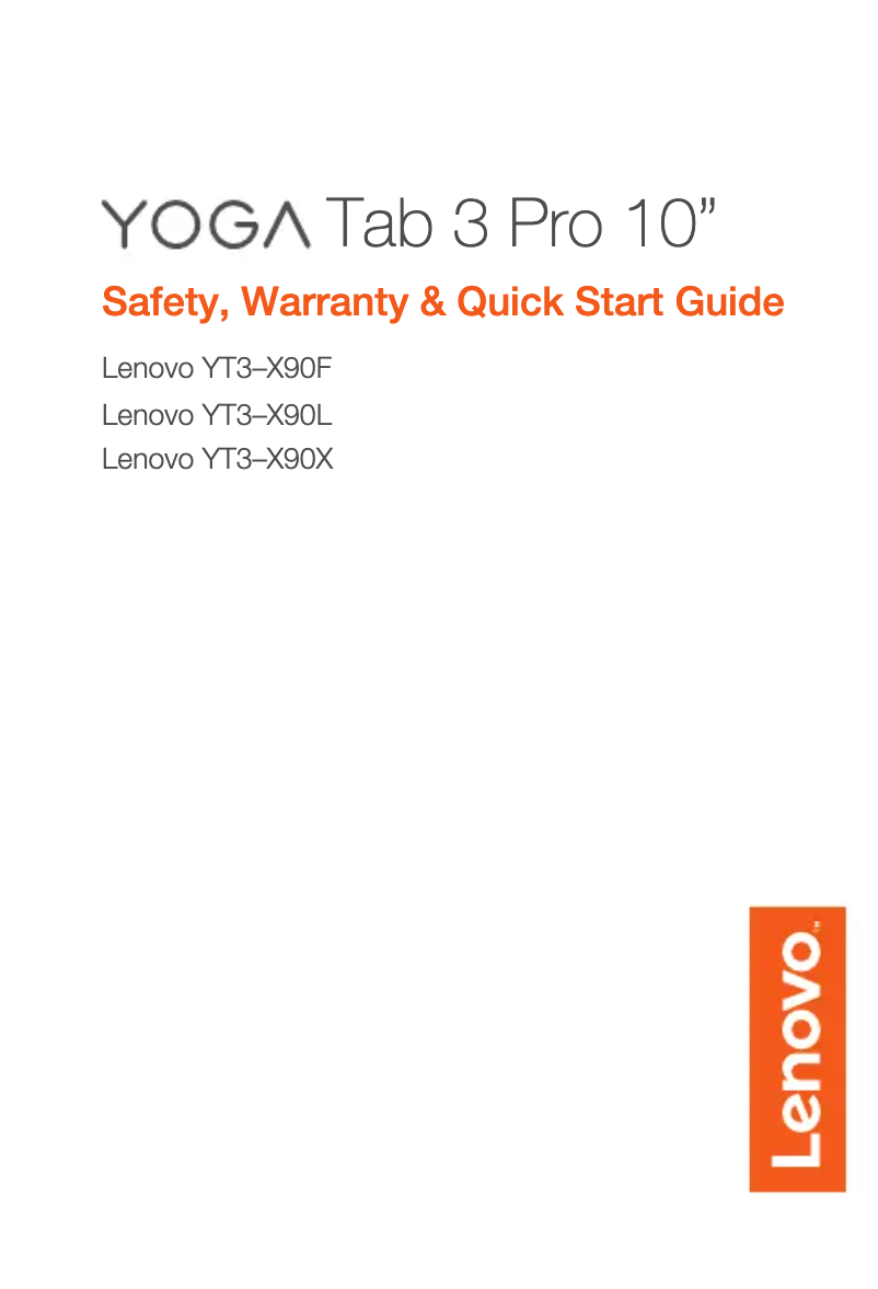 Imagen de la primera página del manual del dispositivo Yoga Tab 3 Pro