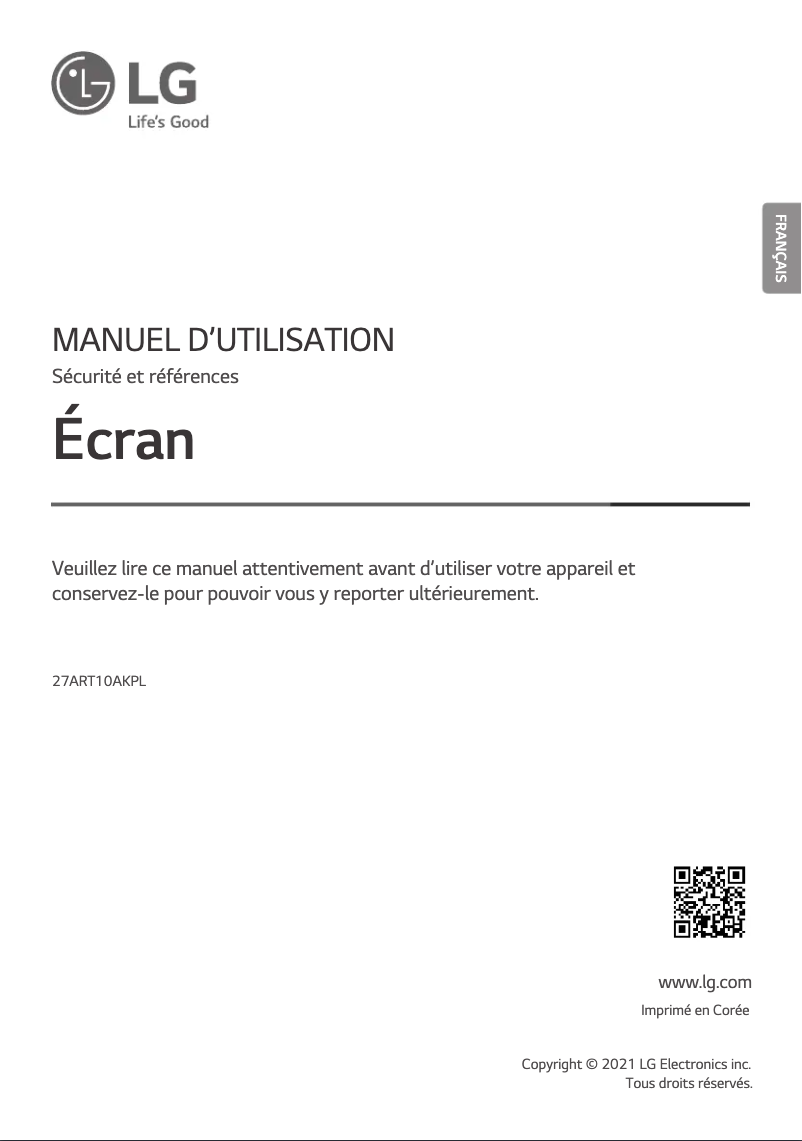 Page 1 of the manual User Manual LG 27ART10AKPL