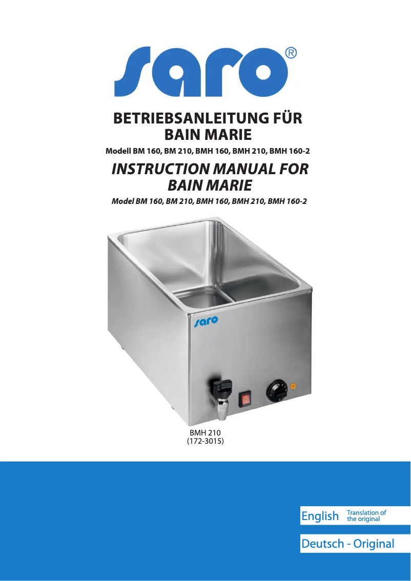 Page 1 de la notice Manuel utilisateur Saro BM 160