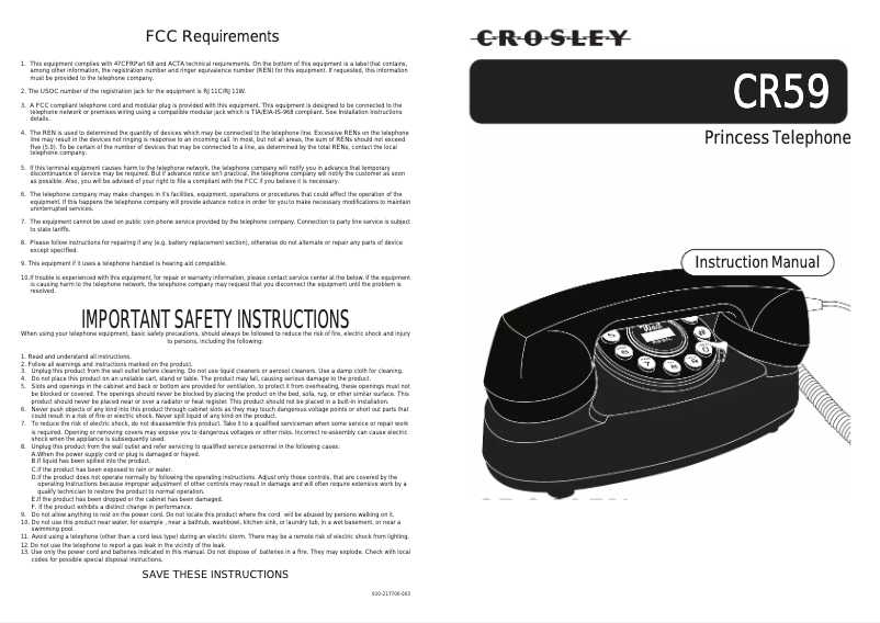 Página 1 del manual Manual de usuario Crosley CR59