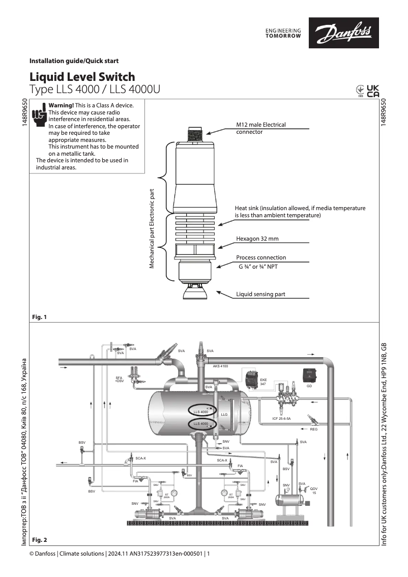 Page n°1 - Guide d'installation Danfoss LLS 4000