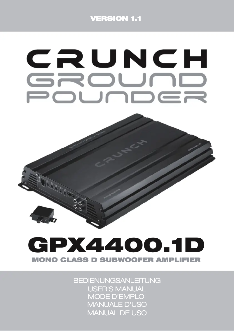 Page n°1 - Manuel utilisateur Crunch GPX4400.1D