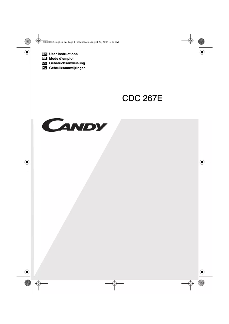 Page n°1 - Manuel utilisateur Candy ABCDC267E
