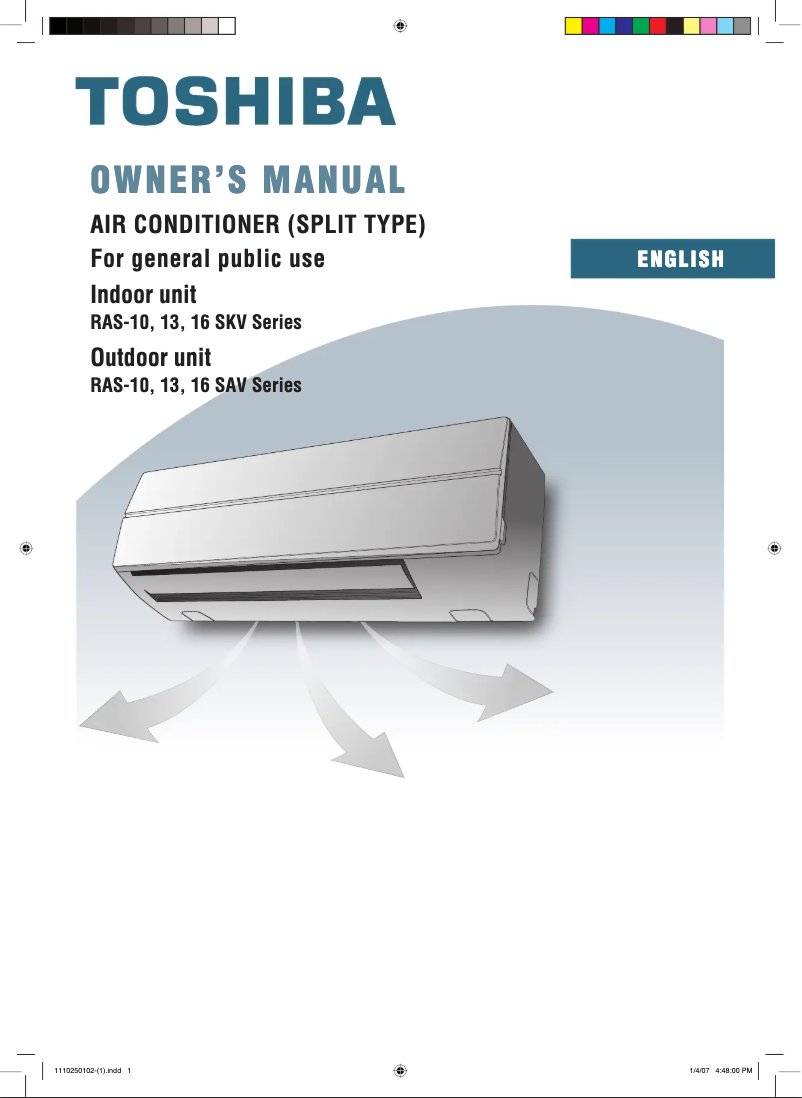 Page 1 de la notice Manuel utilisateur Toshiba RAS-16SAV