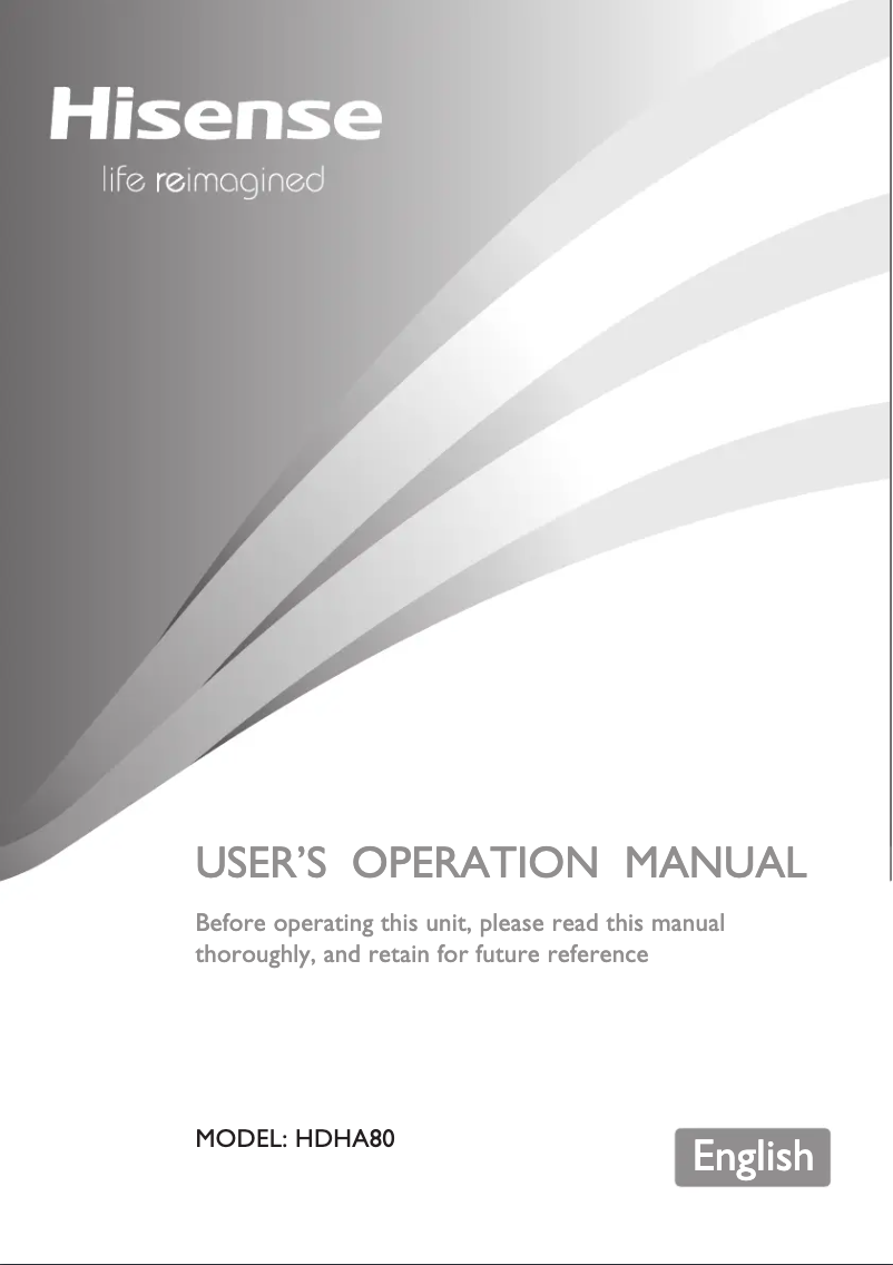 Page n°1 - Manuel utilisateur Hisense HDHA80