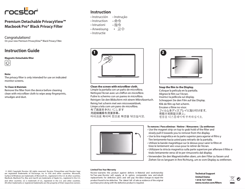 Page n°1 - Manuel utilisateur Rocstor PV0028-B1