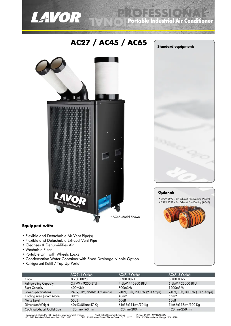 Page 1 de la notice Fiche technique Lavorwash AC45