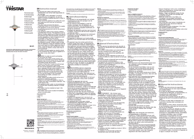 Page 1 de la notice Manuel utilisateur TriStar KA-5271