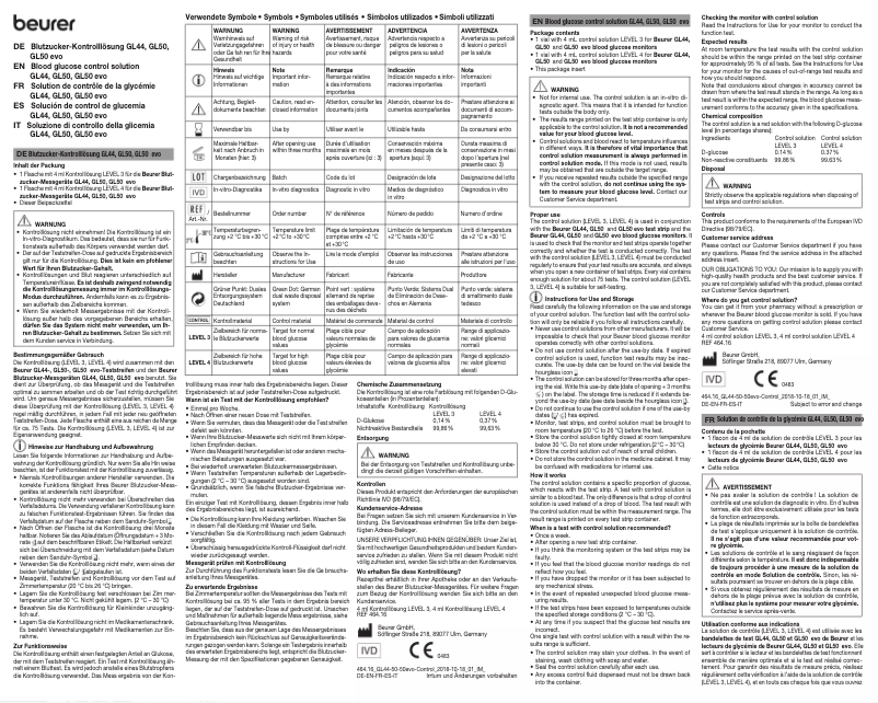 Page 1 de la notice Manuel utilisateur Beurer GL50