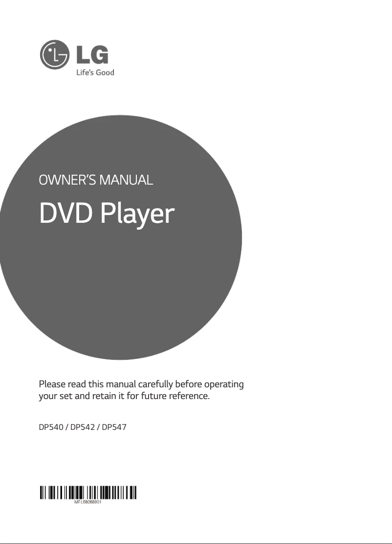 Page 1 de la notice Manuel utilisateur LG DP547
