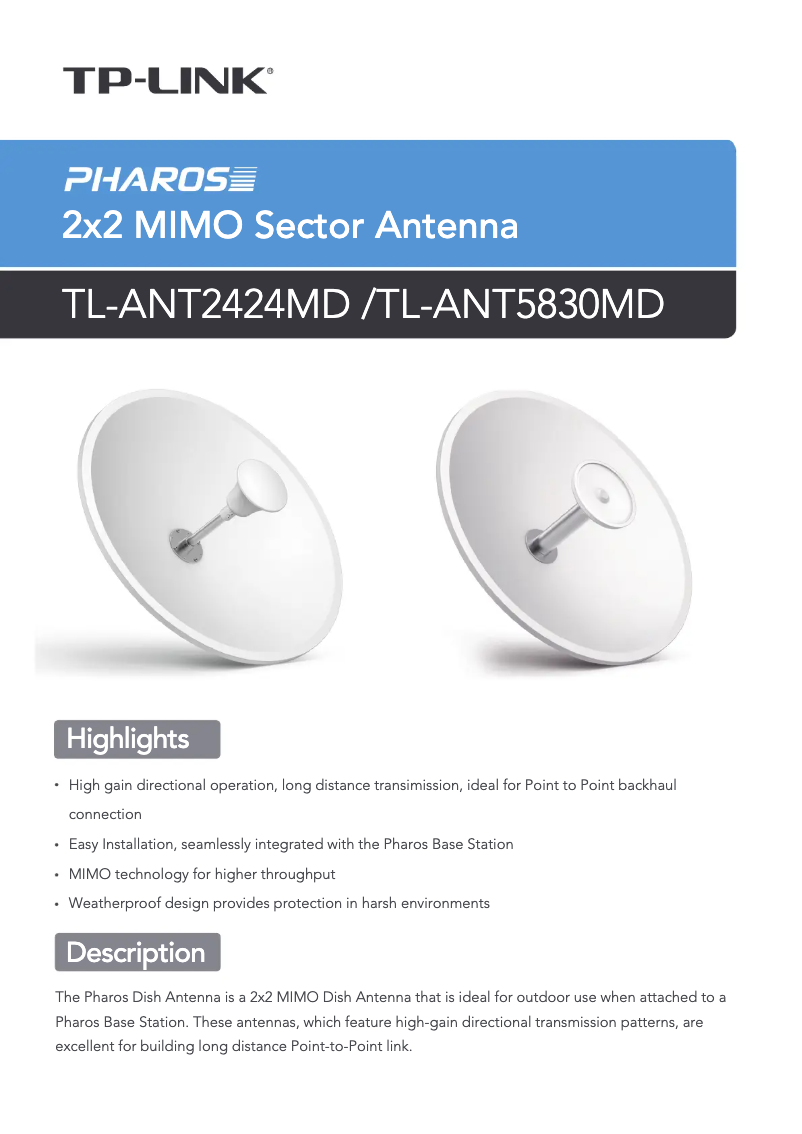 Image de la première page du manuel de l'appareil TL-ANT5830MD