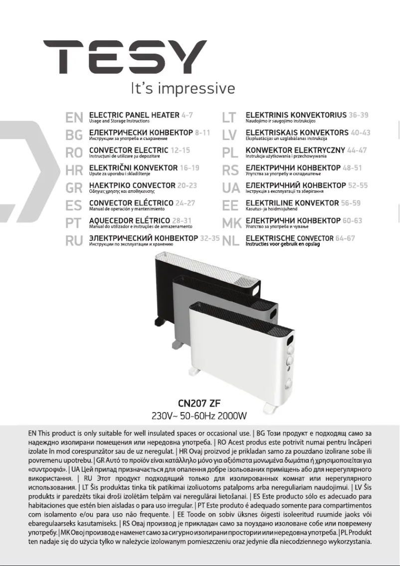 Page 1 de la notice Manuel utilisateur Tesy CN 207 ZF B