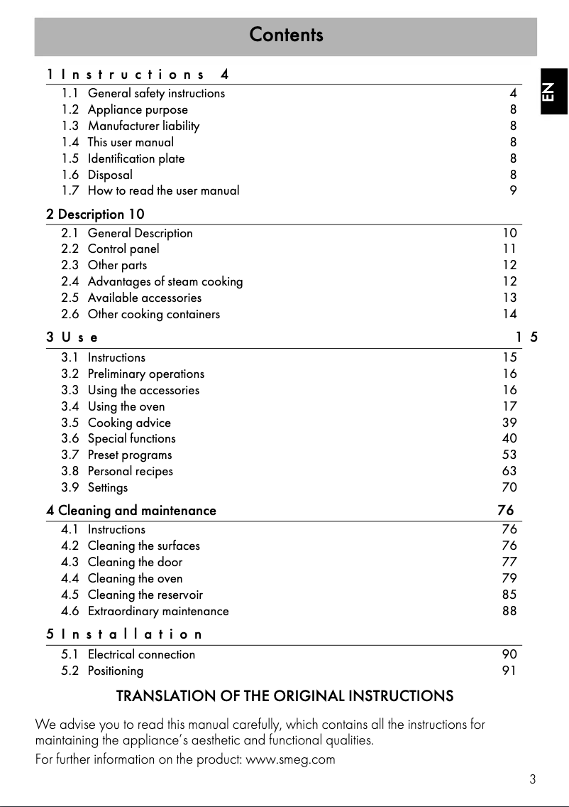 Page 1 de la notice Manuel utilisateur Smeg SFA4395VCX