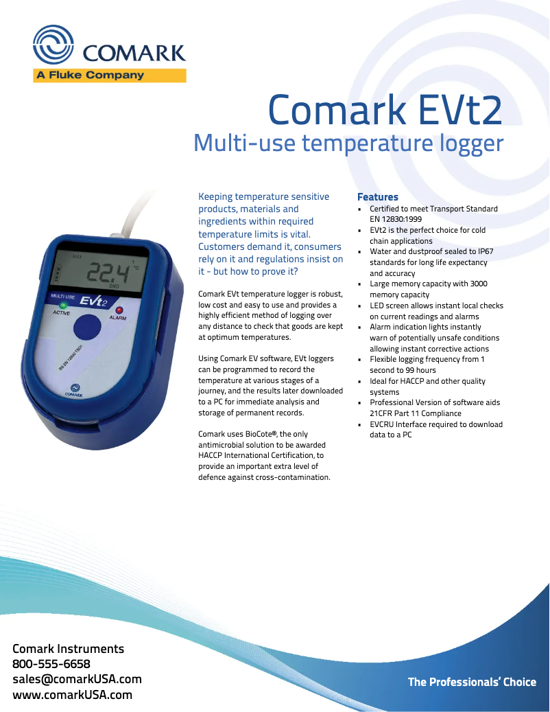 Page n°1 - Fiche technique Comark EVt2