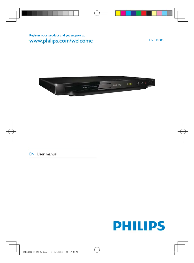 Page 1 de la notice Manuel utilisateur Philips DVP3888KX