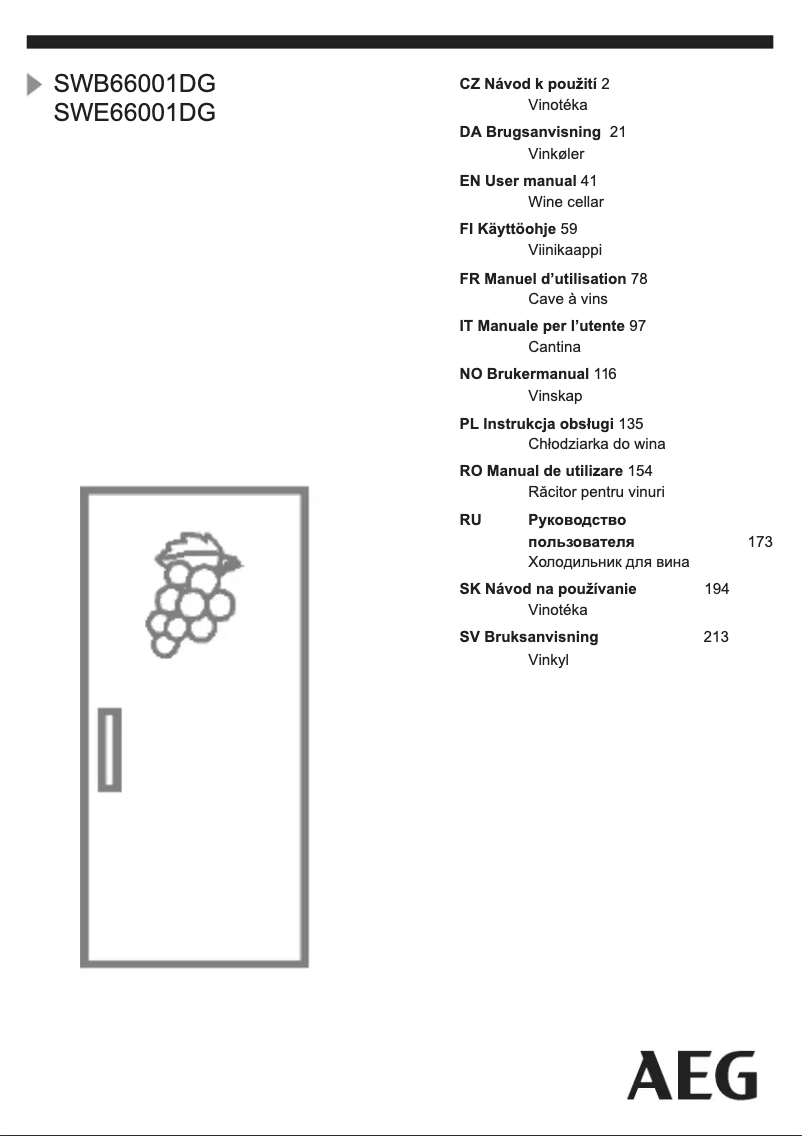 Page 1 de la notice Manuel utilisateur AEG SWE63001DG