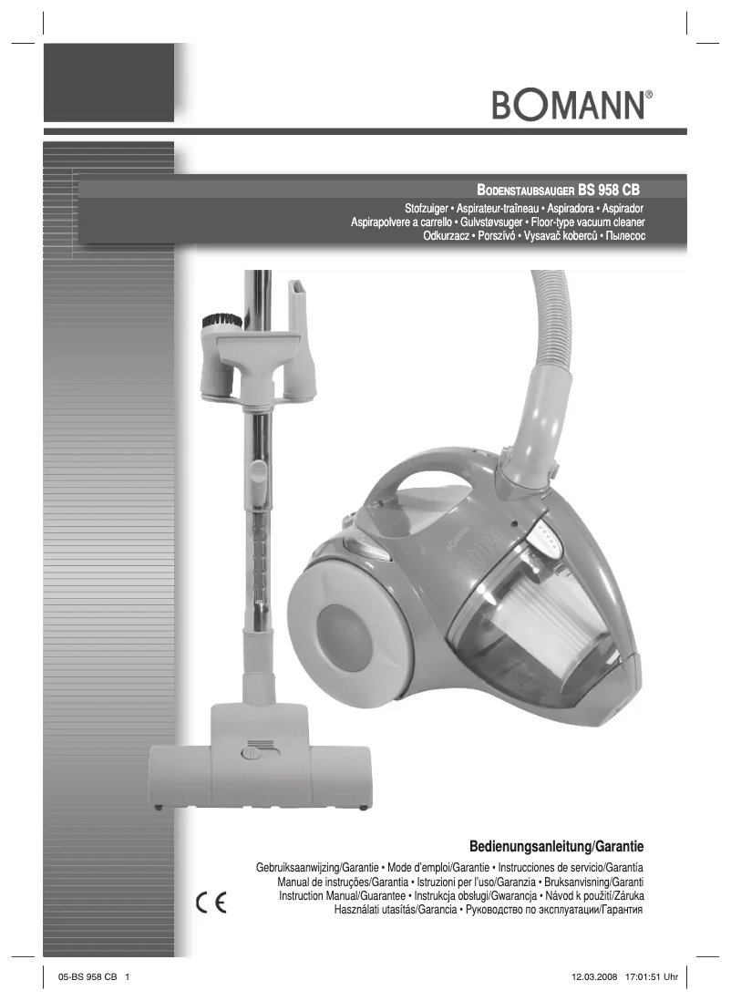 Image de la première page du manuel de l'appareil BS 958 CB