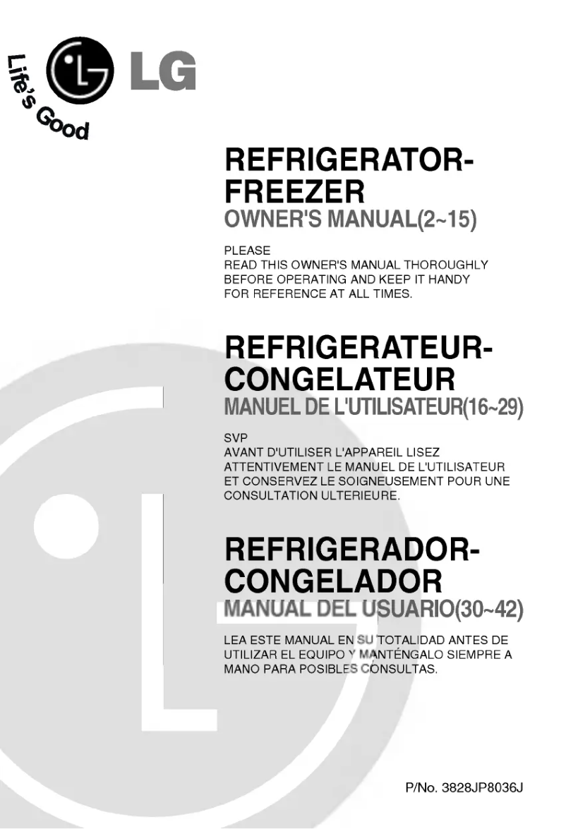 Page n°1 - Manuel utilisateur LG GR-332S