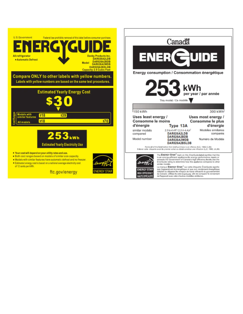 Page n°1 - Label énergétique Danby DAR026A2WDB