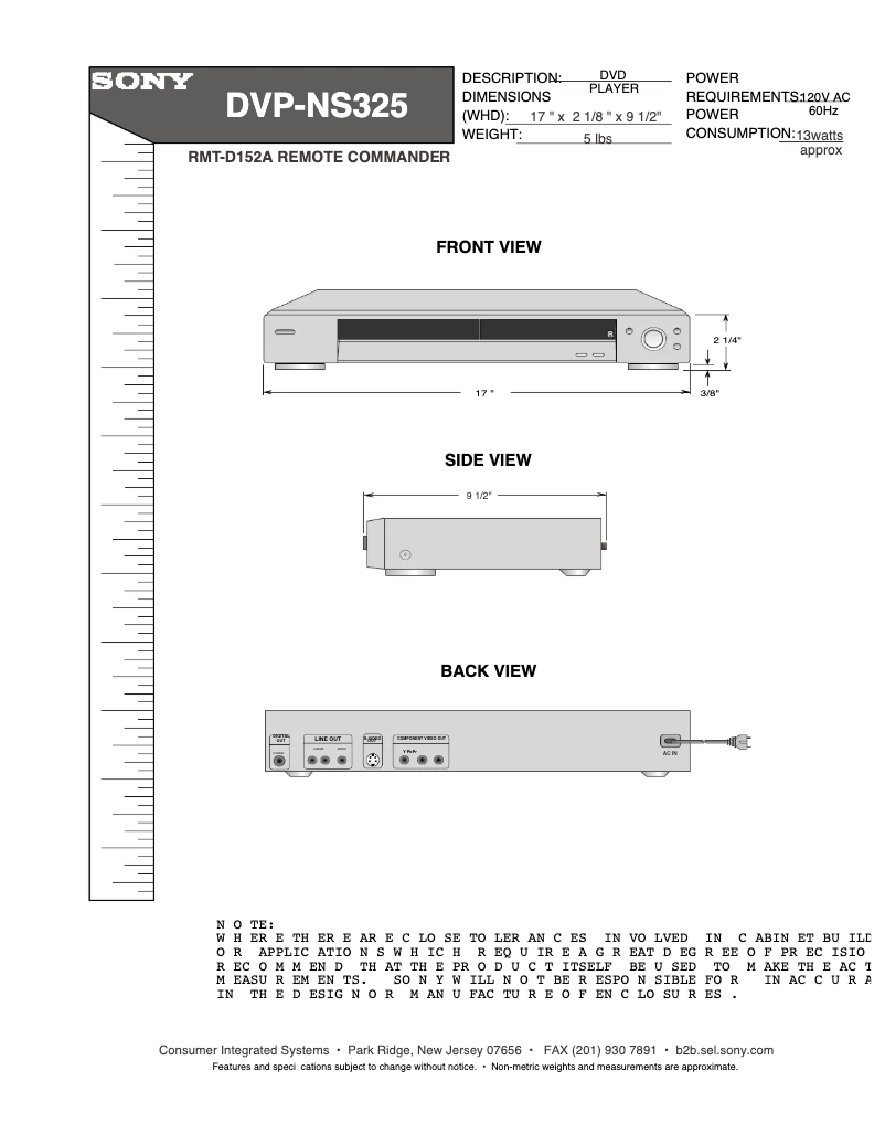 Page 1 de la notice Guide d'installation Sony DVP-NS325