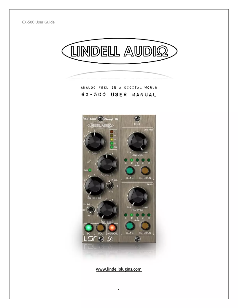 Page n°1 - Manuel utilisateur Lindell Audio 6X-500
