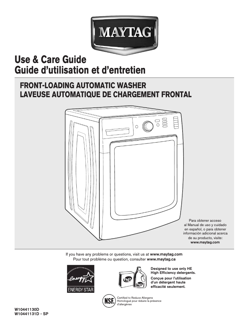 Page n°1 - Manuel utilisateur Maytag MHW4200BG Maxima X