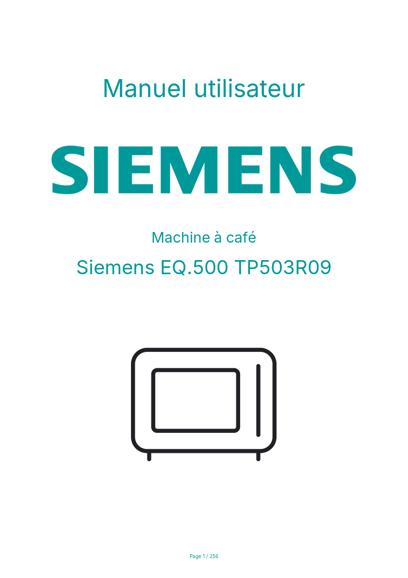 Page n°1 - Manuel utilisateur Siemens EQ.500 TP503R09