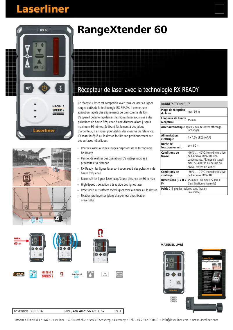 Image de la première page du manuel de l'appareil RangeXtender 60