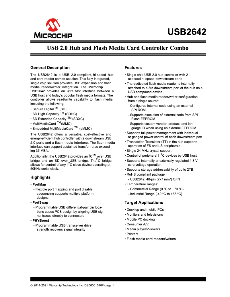 Página 1 del manual Manual de usuario Microchip USB2642