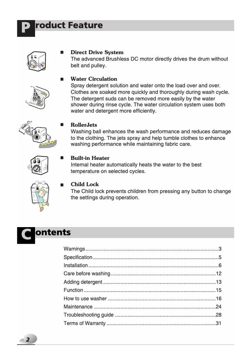 Page 1 de la notice Manuel utilisateur LG WD-12325RDK