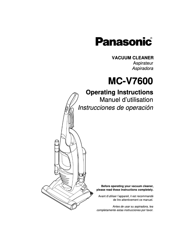Page n°1 - Manuel utilisateur Panasonic MC-V7600