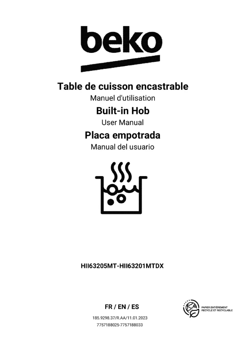 Page 1 de la notice Manuel utilisateur Beko HII63205MT