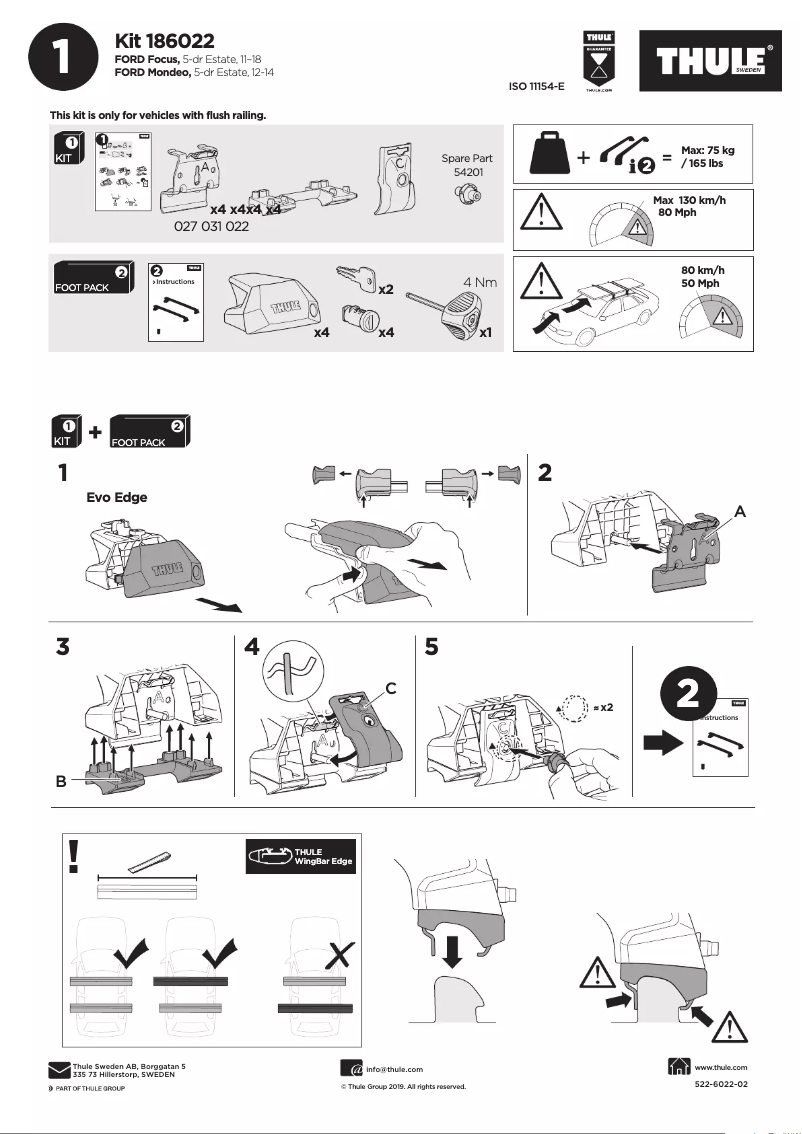 Page n°1 - Manuel utilisateur Thule Kit 186022
