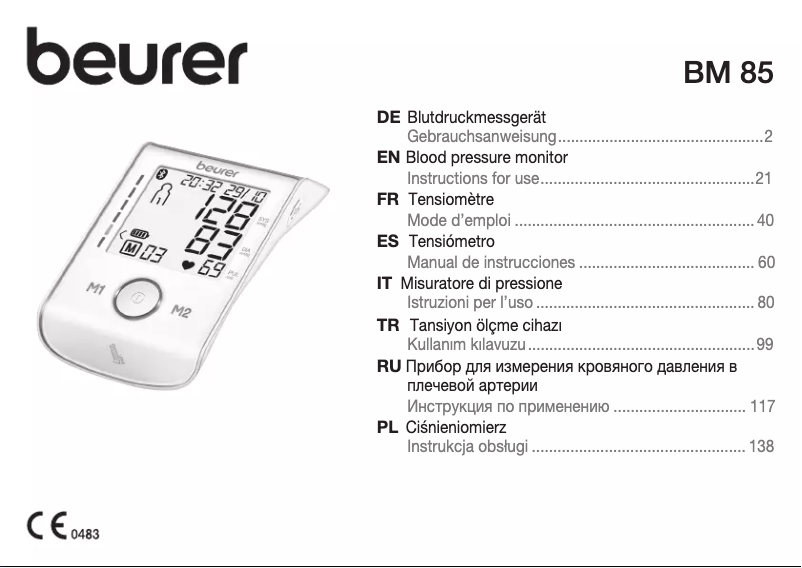 Page 1 de la notice Manuel utilisateur Beurer BM 85