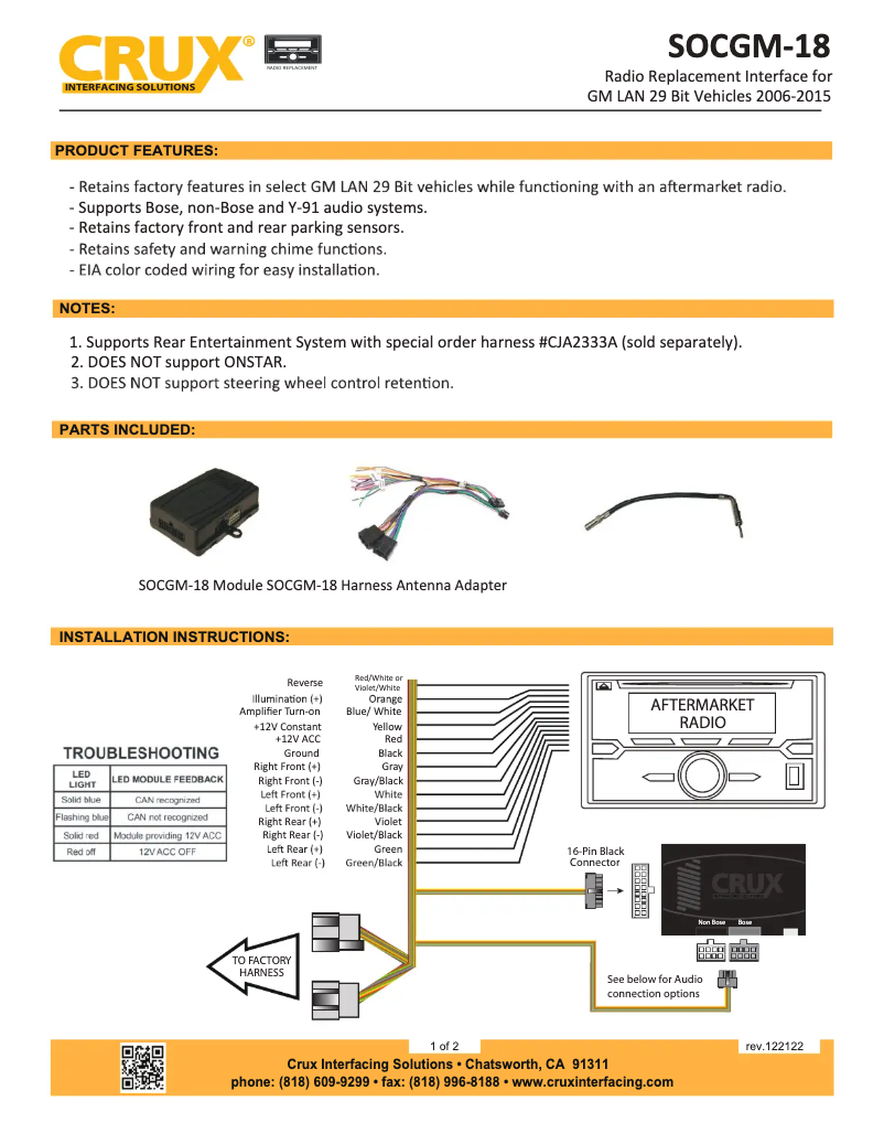 Page n°1 - Manuel utilisateur CRUX SOCGM-18