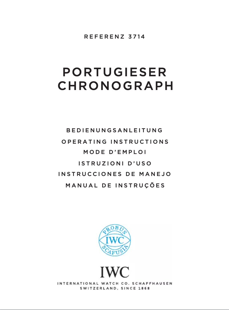 Page n°1 - Manuel utilisateur IWC Portugieser