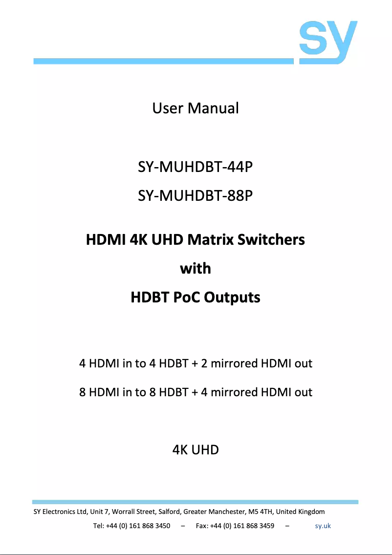 Image de la première page du manuel de l'appareil SY-MUHDBT-44P