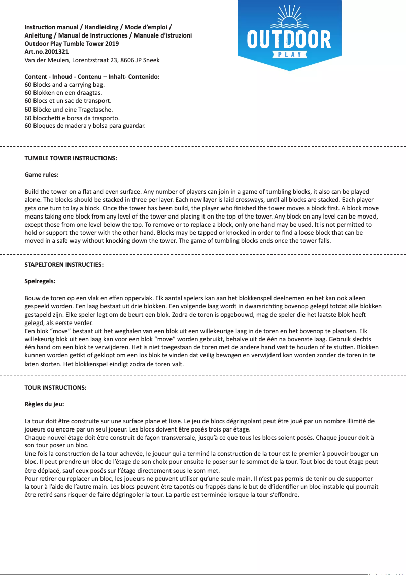 Image de la première page du manuel de l'appareil Tumble Tower