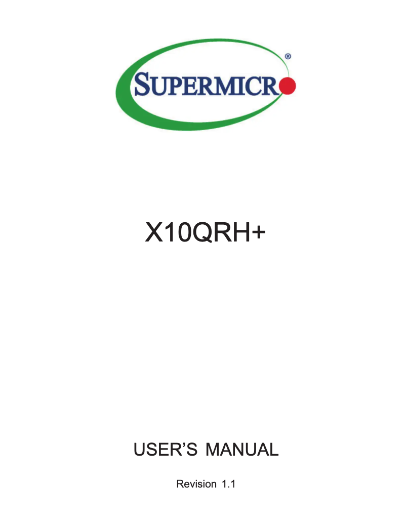 Page 1 de la notice Manuel utilisateur Supermicro X10QRH+