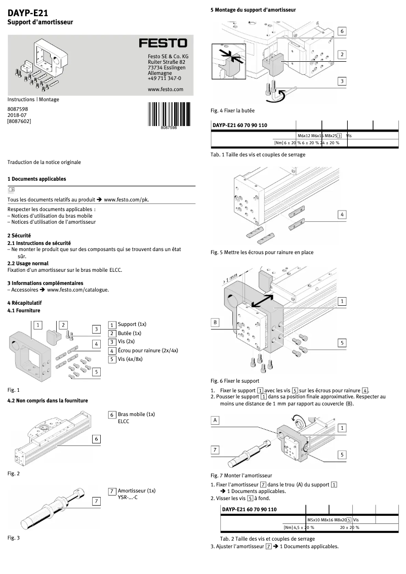 Page 1 de la notice Manuel utilisateur Festo DAYP-E21-60