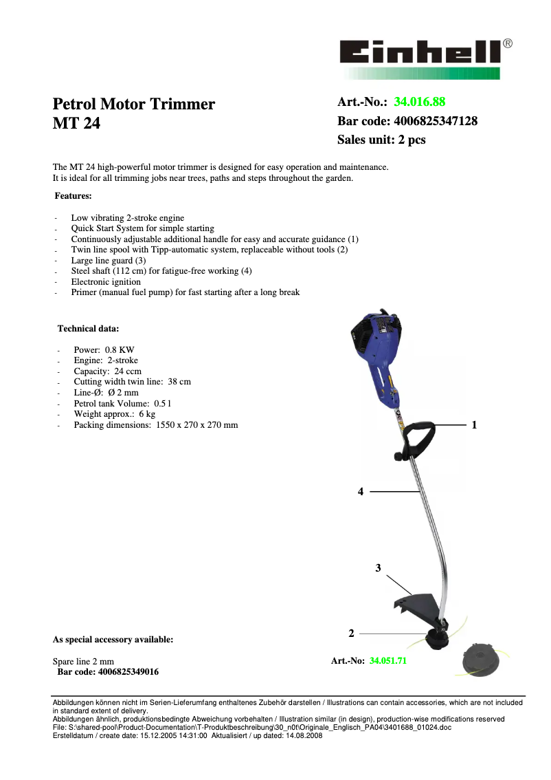 Image de la première page du manuel de l'appareil MT 24