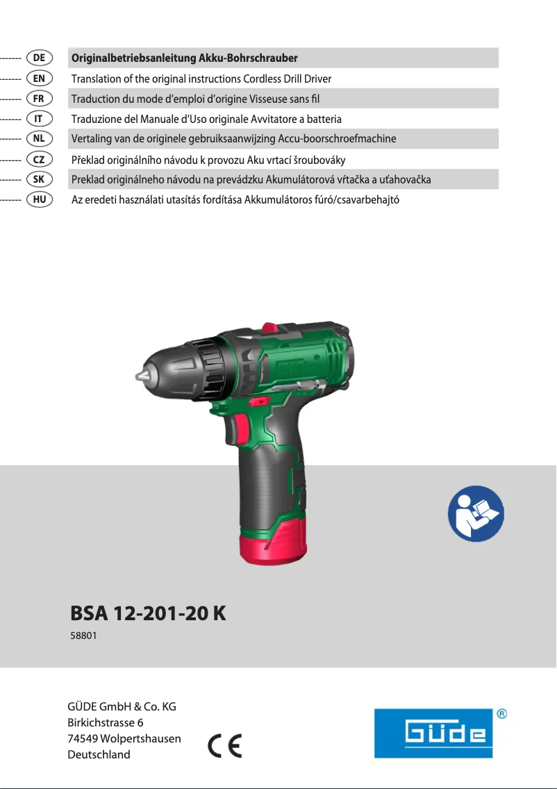 Page n°1 - Manuel utilisateur Güde BSA 12-201-24K