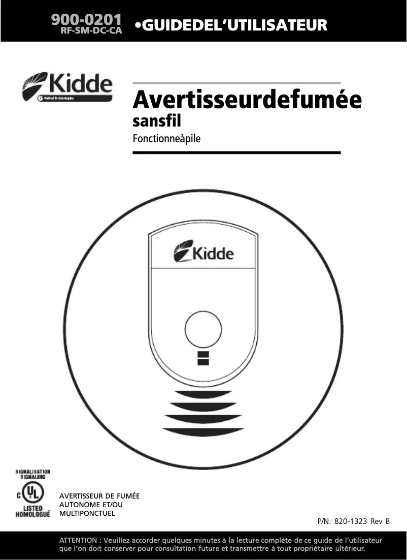 Page 1 de la notice Manuel utilisateur Kidde 900-0201