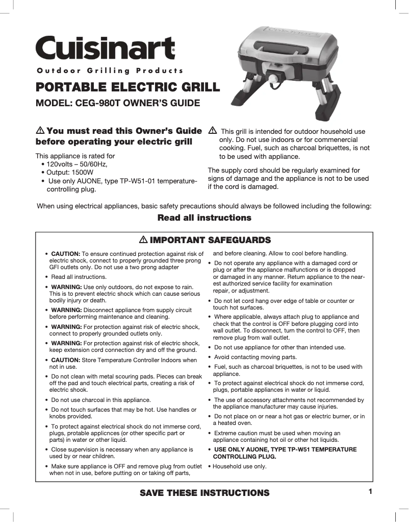 Image de la première page du manuel de l'appareil CEG-980T