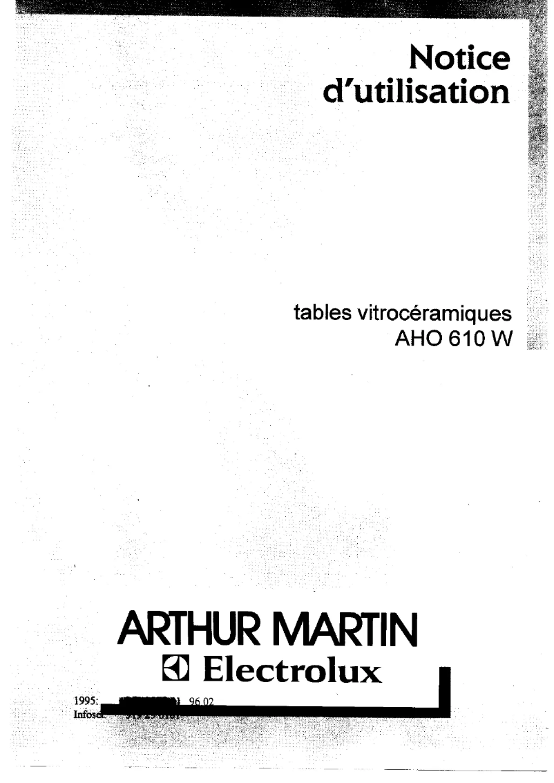 Page n°1 - Manuel utilisateur Arthur Martin-Electrolux AHO610W