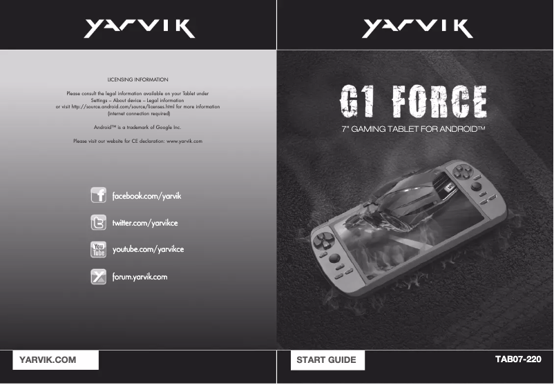Page 1 de la notice Manuel utilisateur Yarvik Gaming G1 Force