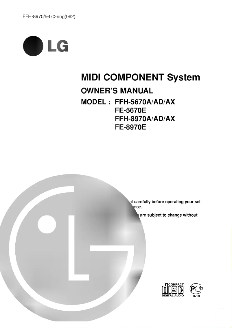 Page 1 de la notice Manuel utilisateur LG FFH-5670AX